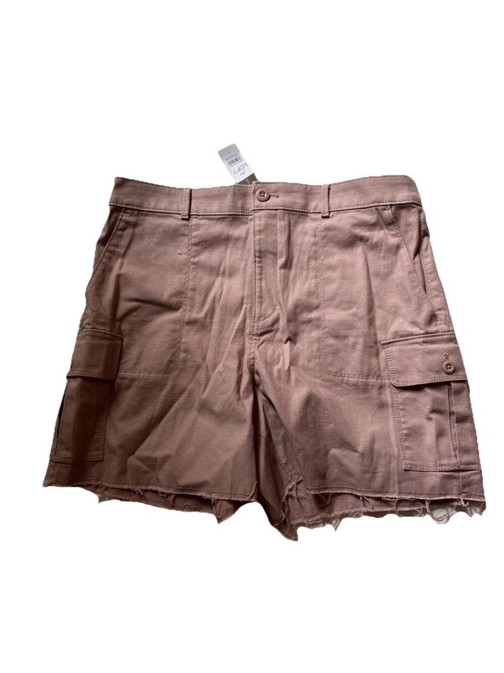 New Loft Cotton Pale Rose Cargo Shorts Size 8 NWT Cut Offs